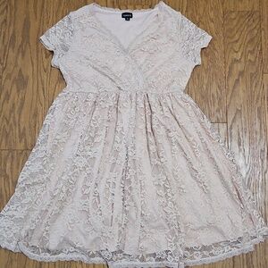 Torrid lace surplice skater dress blush pink Sz 0 / L / 12